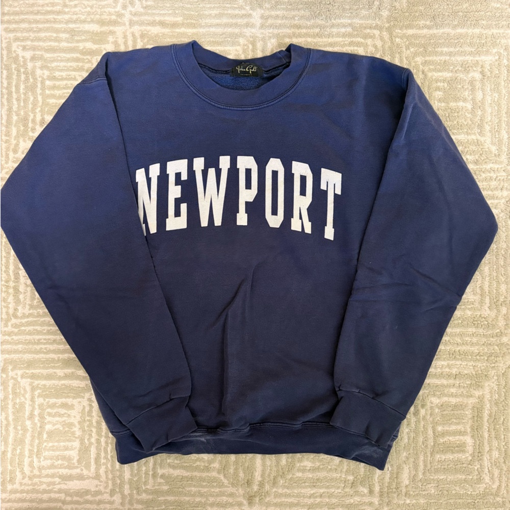 Brandy Melville Navy Sweatshirt with White NEWPORT Lettering
